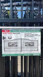 lot 818 image: Singe Gate Set - Heavy-Duty 7x20ft Metal Farm Driveway Gate with Deer Design