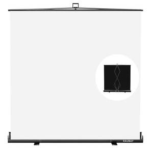 lot 1412 image: RAUBAY 78.7 x 82.7in Large Collapsible White Backdrop Screen Portable Retractable Panel Photo Background with Stand for Video Conference, Photographic Studio, Streaming - Retail $249