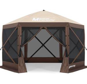 lot 1414 image: MASTERCANOPY 10x10FT Pop Up Gazebo Screen Tent - Instant Screen House with Netting, Quick Set, Outdoor Canopy Shelter with Carry Bag for Camping, Backyard & Patio - Retail $169