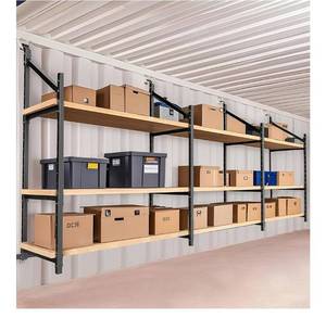 lot 1416 image: Kryonix 4Pcs Shipping Container Shelving Bracket, Adjustable 3-Tier Hanging Cargo Container Shelves for Spacing Saving, 1300LBS Capacity Heavy Duty Container Shelf Bracket for Workshop Storage - Retail $259