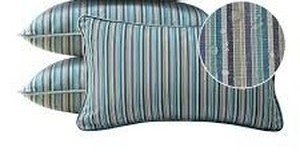 lot 22961 image: Lot of 3 Pillows, with 4 Covers, Sunbrella Decorative Outdoor Water Repellent Throw Pillows with Inserts, 20 x12 Pillows for Patio Backyard Bed Couch and Patio Furniture Swell Turquoise - Retail $100