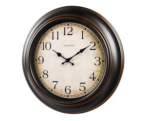 lot 22966 image: 18 Inch Wall Clock Battery Operated, Silent Non Ticking, Retro Style Clock, Antique Bronze Finish