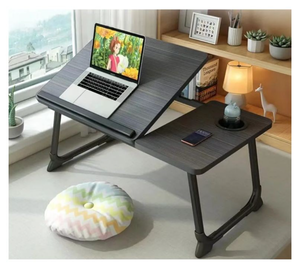lot 22968 image: Laptop Desk, Portable Stand, Adjustable, Foldable Bed Table for Laptops & Writing, with Cup Holder, 13 D x 22 W x 9.85 H (inches)