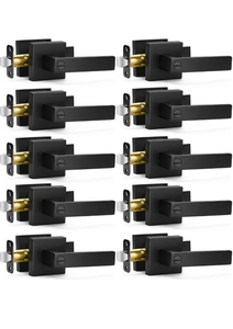 lot 22974 image: 10 Pack Matte Black Door Handles Privacy Door Levers, Keyless Interior Door Knobs, Square Heavy Duty Door Locks, Reversible