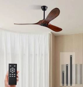 lot 22981 image: 52 Walnut Wood Ceiling Fans Outdoor Ceiling Fan without Light for Patios 3 Blade Small Propeller Fan Ceiling Mount for Outside Pergola 6 Speed Reversible Quiet DC Motor Fan for Bedroom