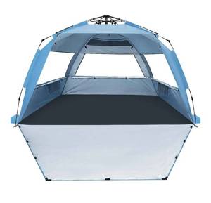 lot 22982 image: WhiteFang Deluxe Pop Up Beach Tent Sun Shade Shelter for 3-45-6 Person, UV Protection, Extendable Floor with 3 Ventilating Windows Plus Carrying Bag, Stakes, and Guy Lines