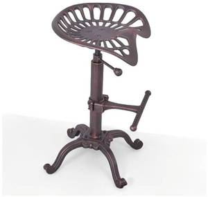 lot 22987 image: Diwhy Rustic Industrial Farmhouse Tractor Seat Adjustable Bar Stool Industrial bar Chair (Copper, Cast Iron