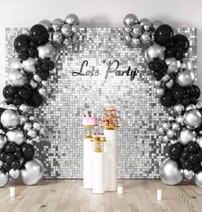 lot 22990 image: COKAOBE Silver Shimmer Wall Backdrop, 48PCS Square Sequin Shimmer Backdrop Panel, Photo Backdrops for Birthday, Anniversary, Wedding, Graduation & Bachelorette Party Decoration