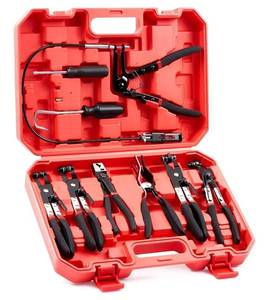 lot 22994 image: Orion Motor Tech 9pc Hose Clamp Pliers with Flexible Wire Long Reach Swivel Jaw and Flat Band Pliers for Coolant Radiator Heater and Water Hose
