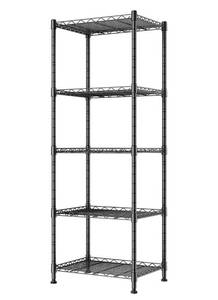 lot 22997 image: EGILLER 5-Wire Shelving Metal Storage Rack Adjustable Shelves,Standing Storage Shelf Units for Laundry Bathroom Kitchen Pantry Closet(Black,11.8 D x 16.6 W x 53.5 H)