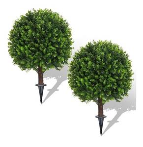 lot 22998 image: Set of 2 Artificial Boxwood Topiary Ball Bush for Outdoor with Ground Spike 22 UV Resistant Faux Greenery Shrubs Fake Green Boxwood Plants for Indoor Garden Yard Porch Patio Decor