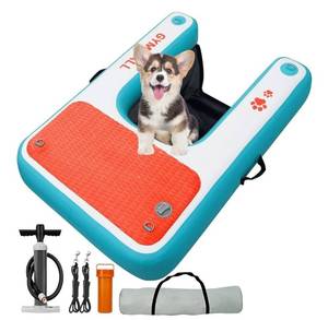 lot 22999 image: Inflatable Dog Water Ramp Pet Dock Platform Blue, Pet Water Platform for Boat Pool Lake Sea, Non-Slip Safety Floating Dock for Dogs up to 200lbs, EVA Puppy Float Ramp Dog Water Ladder