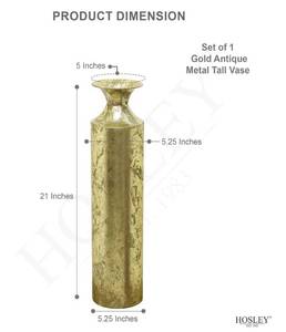 lot 23000 image: Hosley High Gold Metal Decorative Tall Floor 21.75 Vase Metallic Centerpiece for Floral Arrangements 