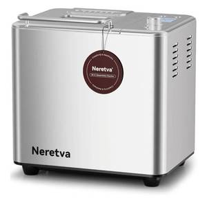 lot 23003 image: Neretva Bread Maker, 20-IN-1 2LB Bread Machine Dual Heater Bread Maker Machine Automatic with Nonstick Ceramic Pan, 15H Timer & 1H Keep Warm Set, Low Noise, Stainless Steel Breadmaker Recipe-Silver
