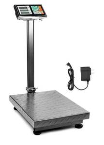 lot 23008 image: QWORK Foldable 600LB Weight Computing Postal Scale, Floor Platform Digital Scale, Accurate Warehouse Large Shipping Mailing LBKG Calculator