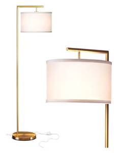 lot 23017 image: Brightech Montage Modern Floor lamp, LED Floor Lamp for Living Rooms & Offices - Tall Standing Lamp for Bedroom Reading - Corner Pole Lamp for Contemporary Home Decor - Gold, Antique Brass