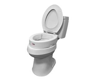lot 23019 image: Carex Elongated Hinged Toilet Seat Riser, Adds 3.5 Inches of Height to Toilet, 300 Pound Weight Capacity, Raised Toilet Seat