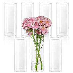 lot 23023 image: 7pcs Glass Cylinder Vases for Centerpieces - 8 Inch Tall Glass Vases for Flower, Clear Flower Vase Bulk Floating Candle Vase for Table Centerpiece Wedding Home Decor