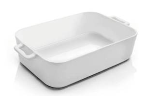 lot 23025 image: Deep Ceramic Baking Dish, 9x13 Inch Casserole Dish for Oven, 152 oz Large Elegant Design Lasagna Pan with Handles- Durable Serving Bakeware for Lasagna, Roasting and Baking, White