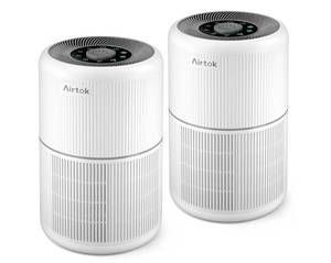 lot 23026 image: 2 Pack Air Purifier for Home Bedroom with H13 True HEPA Filter for Smoke, Smokers, Dust, Odors, Pollen, Pet Dander  Quiet 99.9% Removal to 0.1 Microns  White
