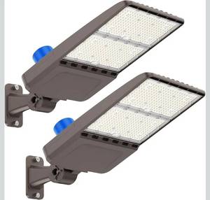 lot 23042 image: LED Parking Lot Light 300W, UL Listed 42,000LM 5000K Shoebox Light with Dusk to Dawn Photocell,Adjustable Arm Mount, IP66 Waterproof, Commercial LED Area Security for Parking Lot,Roadway,2PACK