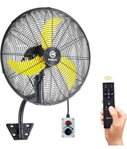 lot 23046 image: FUGOO 20 Outdoor Quiet Remote Control Oscillating Wall Mount Fan,All Sealed BLDC Motor,4 Speed Waterproof Outdoor Fan With Remote, Heavy Duty Industrial Wall Fans for House,Patios,Garage,Warehouse