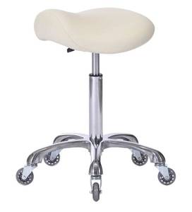 lot 26438 image: Professional Saddle Stool with Wheels Ergonomic Swivel Rolling Height Adjustable for Clinic Dentist Beauty Salon Tattoo Home Office (Beige)