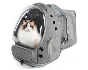 lot 26439 image: Cat Backpack Carrier, Bubble Expandable Cat Carrier for Cats or Small Dogs up to 15lbs, Airline-Approved, Large Space & Breathable Pet Backpack for Traveling, Hiking. Appears pre-owned