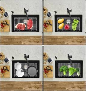 lot 26460 image: Stainless Steel Sink Grid and Protectors for Bottom of Kitchen Sink, 27.7 W x 14.7 D x 1 H with Rear Drain for Single Sink Kitchen Bowl