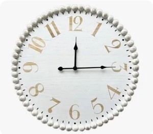 lot 26466 image: KOREENS 20 Farmhouse Wall Clock, Rustic 3D Wooden Beaded, Oversized for Home and Kitchen Decor, Large Farmhouse Wall Decor