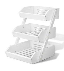 lot 31587 image: G.a HOMEFAVOR Fruit Basket for Kitchen, 3-Tier Fruit Bowl for Kitchen Counter, Vegetable Storage Stand for Fruit Shop, 15 mm Thickness (WHITE)