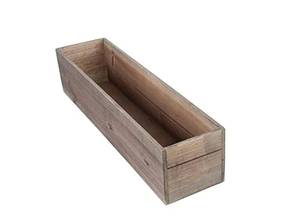 lot 31593 image: Natural Rectangular Wood Planter Box with Removable Plastic Liner, 24 L x 6 H Rustic Wooden Planter Indoor Decorative Box