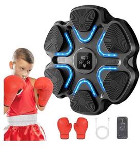 lot 31596 image: Music Boxing Machine for Kids and Adults, Wall Mounted Bluetooth Punching Trainer with Boxing Gloves, Intelligent LED Boxing Target Workout Machine