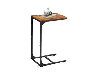 lot 31602 image: WLIVE C Shaped End Table, Small Couch Side Tables with Metal Frame That Slide Under, Sofa Table TV Tray for Living Room, Bedroom, Rustic Brown