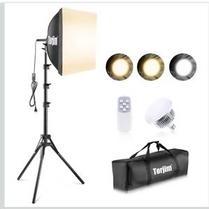 lot 31615 image: Torjim Softbox Photography Lighting Kit, 16 x 16 Professional Softbox Lighting Kit with 85W 3000-7500K LED Bulbs, Studio Lights for PhotographyVideo RecordingLive StreamingPortraits Shooting