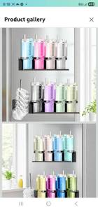 lot 31619 image: Magnetic Fridge Cup Holder for Stanley 203040 oz with Tumbler Lid Organizer, Strong Magnetic Water Bottle Storage Rack