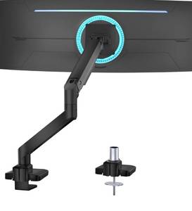lot 31630 image: WALI Ultrawide Monitor Arm for 17 to 49 Inch Heavy Duty Curved Screens, Holds 44 Lbs, Adjustable Gas Spring Single Monitor Desk Mount for Samsung Odyssey G9, 75x75100x100 VESA (GSM001XL-P), Black