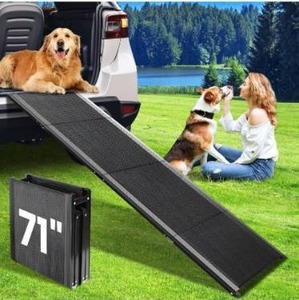 lot 31638 image: Dog Ramp for Car, 71x 17 Extra Long Folding Dog Ramps, Pet Ramp for Large Dogs with Non-Slip Rug Surface, Portable Dog Steps Up to 250LBS, Outdoor Dog Ramp for Car, SUV, Truck