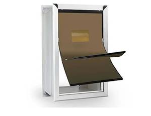 lot 31642 image: XL Dog Door for Wall - Aluminum Doggy Door for Wall Mounting - Double Flap for Ruff Weather, Extra Large Size for Giant Breed- Pet Safe Design