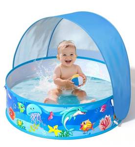 lot 31646 image: Baby Beach Tent, Pop-Up Above Ground Pool, Foldable Kiddie Pool with Sun Shelter Canopy for Ages 9-48 Months, Toddler Wading Pool, Portable Water Play Sum Toys for Outdoor Activity