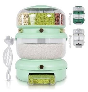 lot 31661 image: Rice & Multi-Grain Dispenser - Airtight 3-in-1 Rotating Food Storage with Strainer, Holds Up to 22 lbs (12 lb Bulk  6 Compartments)