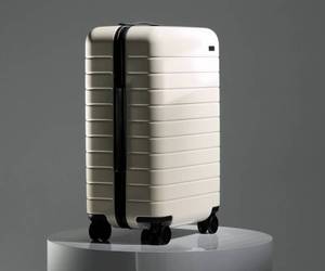 lot 31671 image: Away The Carry-On Hard Shell Suitcase Salt White Award-Winning Lightweight 100% Polycarbonate 360° Wheels TSA Lock Compression System Premium Travel Luggage Retail  $295.00 - Retail $295