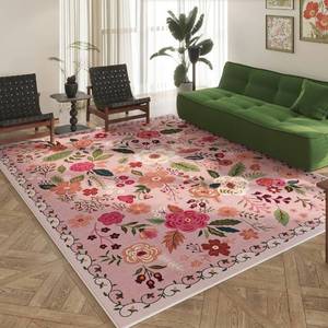 lot 31686 image: Area Rugs 8x10 Rug for Living Room Clearance Washable Boho Area Rug Non Slip Floral Vintage Low Pile Large Rug for Living Room, Bedroom, Farmhouse, Dining Room, Kids Playroom(Pink)