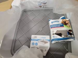 lot 31688 image: ALL FOR PAWS Dog Pee Pad Holder, 23.6in Square Puppy Potty Training Tray for Small Medium Sized Dog