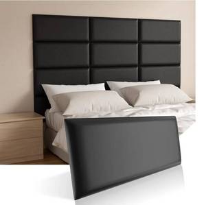 lot 41570 image: Headboards Wall Panel for Twin, Self-Adhesive 3D Wall Panels, Upholstered Wall Panel for BedroomLiving Room (4 Pieces 9.84 in x 23.6 in)