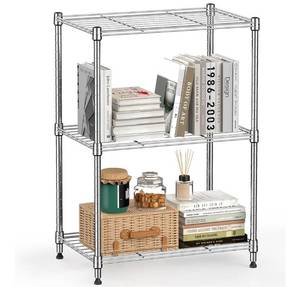 lot 41573 image: 450 lbs Wire Storage Shelving 3-Tier Utility Shelving Unit Steel Organizer Wire Rack for Home,Kitchen,Office,Chrome(11.8 D x 17.7 W x 26.4 H)