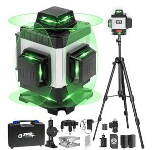 lot 41574 image: Laser Level, ZPD Laser Level with Tripod, 4 x 360 Self Leveling Laser Measuring Tool Green Lazer Level 16 Line Level Laser 360 Self Leveling for Construction, Home Renovation, Picture Hanging