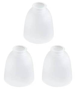 lot 41575 image: 3-Pack Ceiling Fan Glass Shade Replacements - White Linen Frosted Light Covers for Chandelier, Bell Shaped, 4.92 High 4.72 Diameter 1.65 Fitter