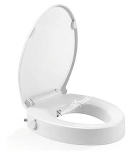 lot 41585 image: Bogural Raised Toilet Seat with Bidet, Fit Elongated Bidet Toilet Seat, Non-Electric Elevated Toilet Seat (Ambient Water), Adjustable Water Pressure Raised Toilet Seat for Seniors, White