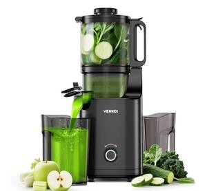 lot 41588 image: VENNXE Cold Press Juicer, Masticating Juicer with 5.7 Large Feed Chute for Whole Vegetables and Fruits Dual Auger Juice Extractor Machines for High Juice Yield Easy to Clean and Assemble Black